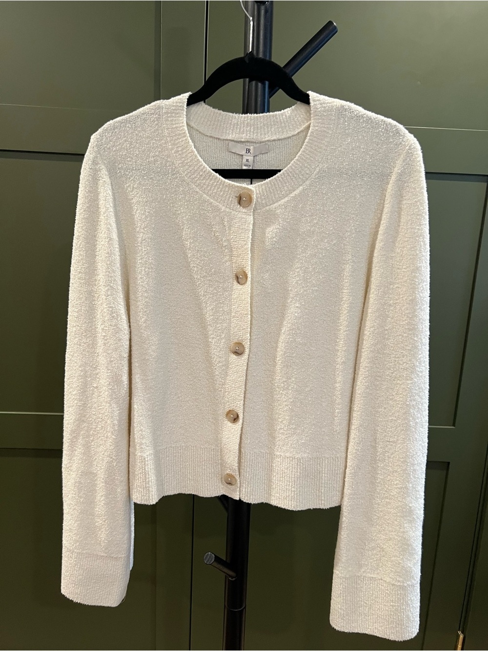 Banana Republic Cream Button-Front Knit Cardigan with Bell Sleeves